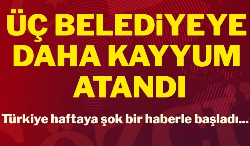 3 BELEDİYE YE DAHA  KAYYUM ATANDI