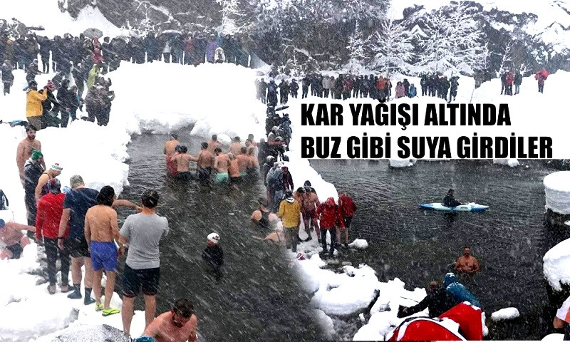 rize'RİZE'DE KAR YAĞIŞI ALTINDA YÜZME ŞENLİĞİ